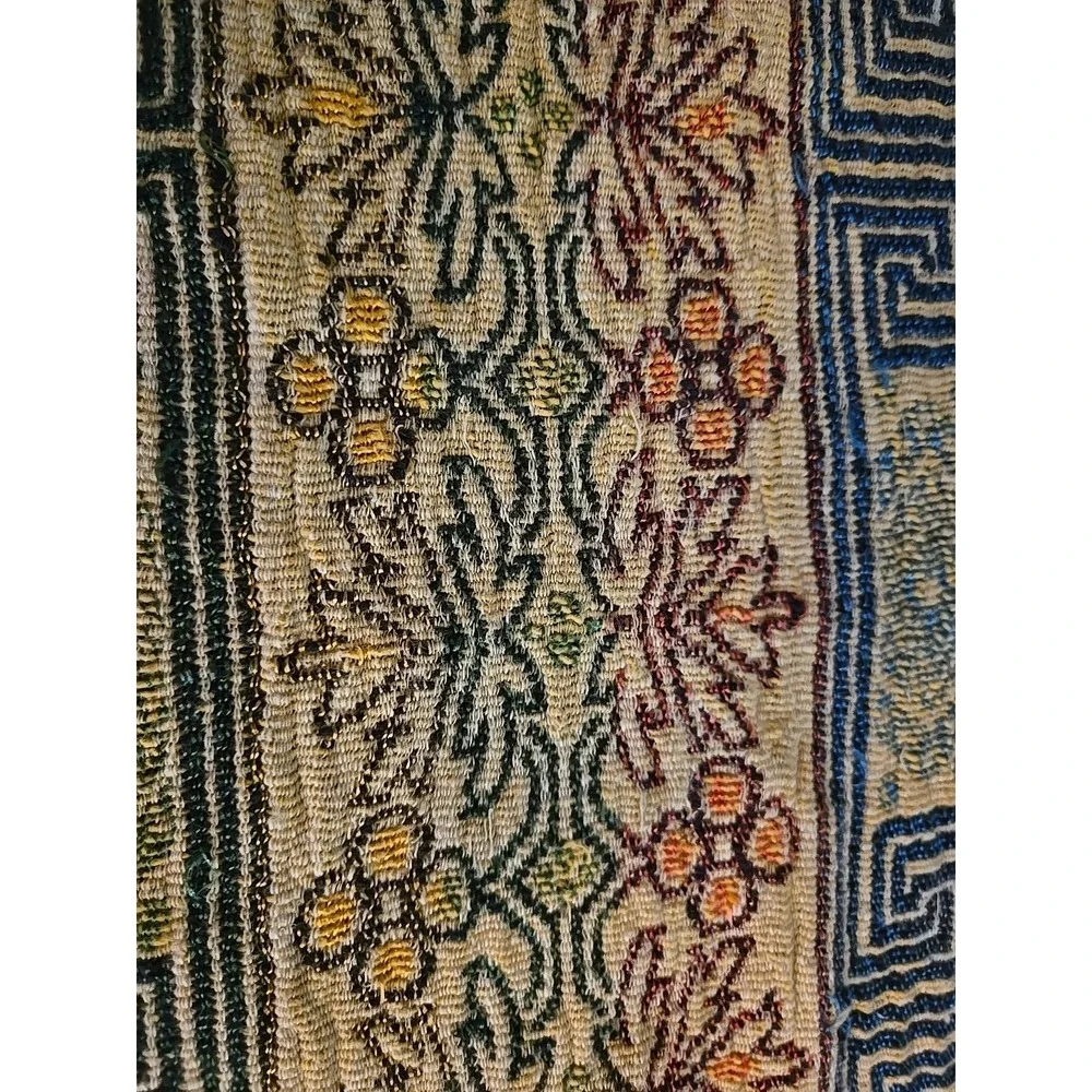 Vtg‎ Silk Woven Tapestry Arabian Horse Rider Tablecloth Bedspread Coverlet